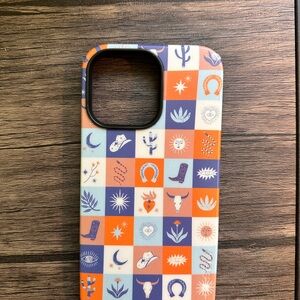 Patterned iPhone 14 Pro Max Case - Orange and Blue